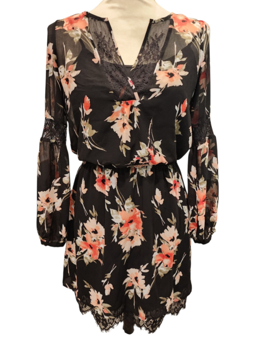 petite dresses white house black market | | White House Black Market Black Coral Floral Lace Boho Mini Dress LowStock:42865562091571 Size:UK12/US8 black dress Archives - Seaming gives it a